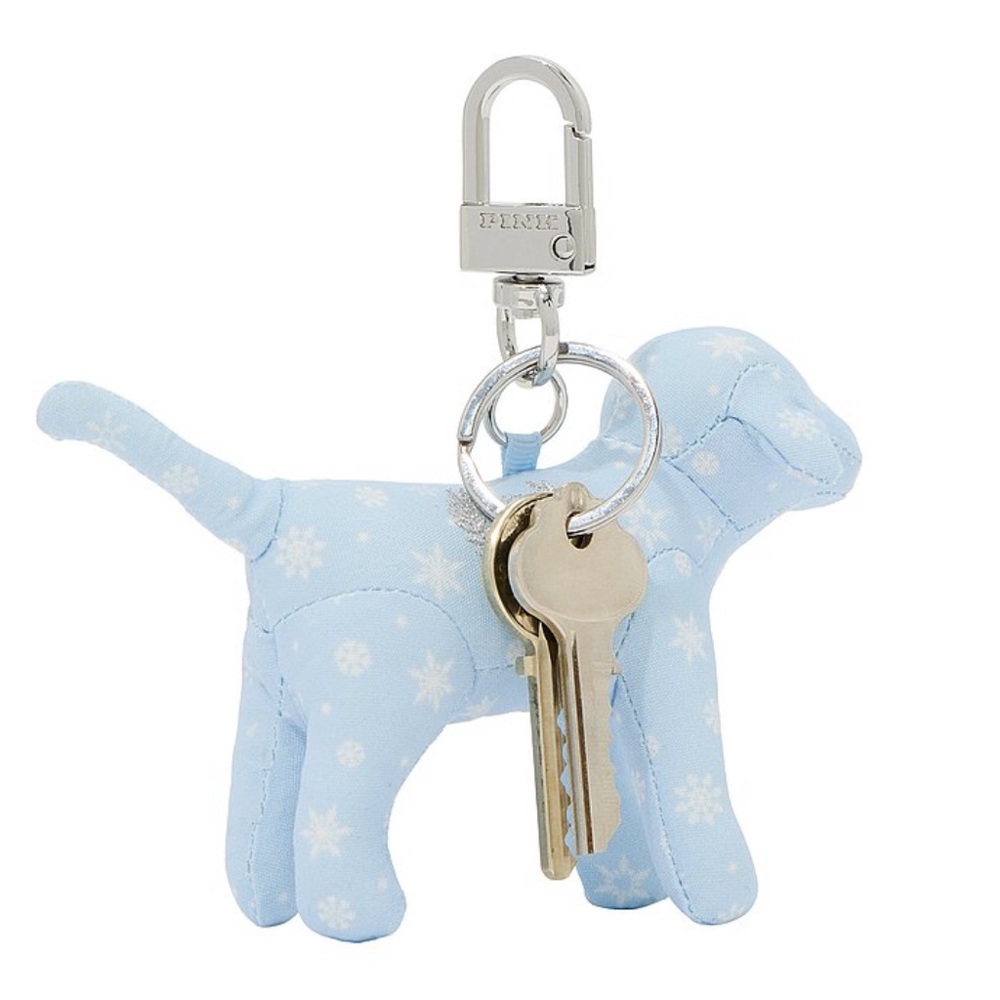 VICTORIA'S SECRET PINK FLORAL MICRO DOG KEYCHAIN